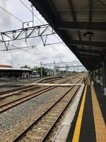 Sukoharjo, Indonesia. October 11, 2022. Empty platform condition at Gawok Station photo