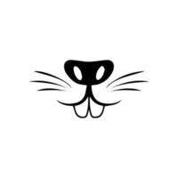 Cute rabbit nose minimalist black on white vector illustration. Cute rabbit icon. Animal nose and teeth logo for veterinarian or pet shop. Domestic animal symbol. Hare teeth drawing. Cute bunny stamp
