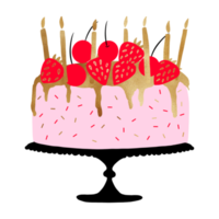 Strawberries And Cherries Birthday Cake png