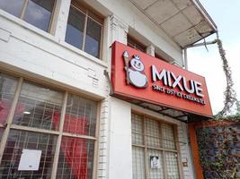 Mixue is a popular cold beverages ice cream shop. It is originally from China,and has been opened in the city of Bandung, Indonesia. Bandung - West Java March 19 2023 photo