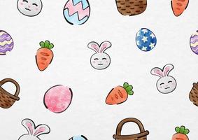 Happy Easter wallpaper and gift wrapping paper in watercolors style isolated on white paper pattern background. vector