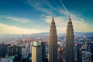 KUALA LUMPUR, MALAYSIA - Nov 11, 2019. Aerial view of Kuala Lumpur city skyline at sunset in Kuala Lumpur, Malaysia. photo