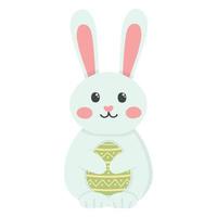 doodle flat clipart cute sitting easter bunny with egg vector