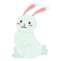 doodle flat clipart cute sitting easter bunny vector