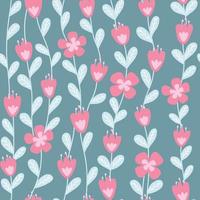 Pattern with small flowers of pink tulips vector