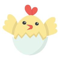 doodle flat clipart cute little chick in egg shell vector