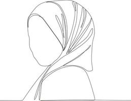 hermosa mujer en hijab continuo línea Arte dibujo, vector, ilustración vector