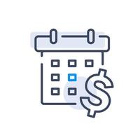 financial calendar,Payment schedule with money flat line icon vector