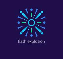 Flash explosion logo. Starburst Round Logo. Circular Design element. Abstract Geometric star rays. vector