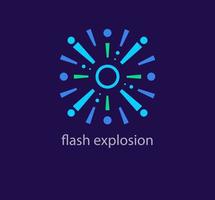 Flash explosion logo. Starburst Round Logo. Circular Design element. Abstract Geometric star rays. vector