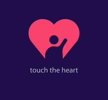 A human hand remains in the heart, logo design. Unique color transitions. Heart idea collection logo template. vector. vector