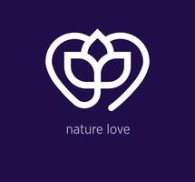 Creative heart inside flower logo design. Organic lifestyle logo template. vector. vector