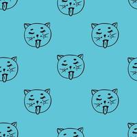 Cute Cats Seamless Pattern, Cartoon Animals Background, Vector Illustration.