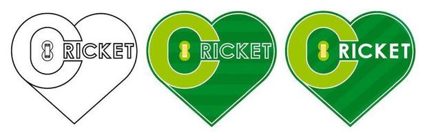 cricket field markings lines with grass in shape of heart, playground top view. Love for sports. Vector