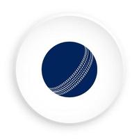 cricket ball icon in neomorphism style for mobile app. Sport equipment. Button for mobile application or web. Vector on white background