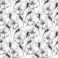 azucena vector sin costura modelo. mano dibujado flores de día lirio en blanco antecedentes. diseño para Boda decoración, fondos de pantalla, cortinas, textil, envase papel. retro modelo.