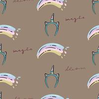 Unicorn, rainbow and magic wand pastel colors seamless pattern vector