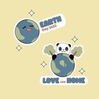 Cute Earth Day Collection Sticker Illustration vector