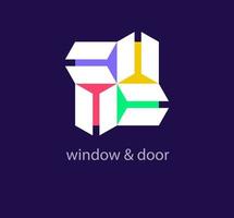 Door and window logo. Construction, house, frame, window, technology, internet concept. Corporate identity logo template vector