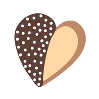 Heart cookie vector illustration. Doodle chocolate cookie isolated.