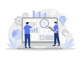 Creative teamwork. Building a business project on the Internet. Modern vector flat illustration