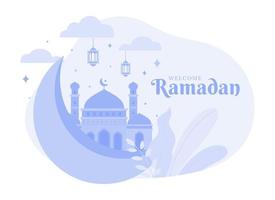 Ramadan kareem background, welcome ramadan. Modern vector flat illustration