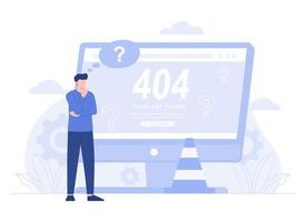 404 error page design concept. Computer screen with error. Modern vector flat illustration