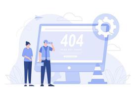 404 error page design concept. Computer screen with error. Modern vector flat illustration