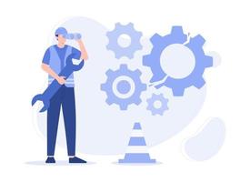 An engineers found a fault illustration. Modern vector flat illustration