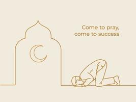 muslim man prostrate in the mosque at the midnight for tahajjud pray during ramadan month activity vector illustration design