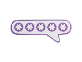 five star icon with speech bubble icon 3d rendering vector illustration