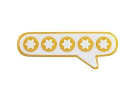 five star icon with speech bubble icon 3d rendering vector illustration