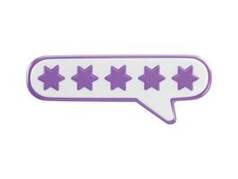 five star icon with speech bubble icon 3d rendering vector illustration