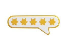 five star icon with speech bubble icon 3d rendering vector illustration