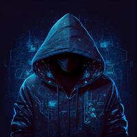 Hacker, programmer modern spy, illegal data search - Image photo