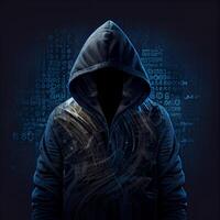 Hacker, programmer modern spy, illegal data search - Image photo