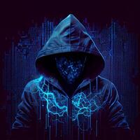 pirata informático, programador moderno espiar, ilegal datos buscar - ai generado imagen foto