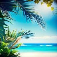 Sandy tropical beach, blurred bokeh background - image photo