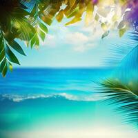 Sandy tropical beach, blurred bokeh background - image photo