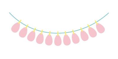 Easter egg garland vector illustration. Flat style simple Easter garland. Egg holiday decor. Vector clip art isolated.