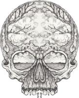 cráneo surrealista de arte. dibujo a mano y hacer vector gráfico.