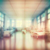 Light blur luxury hospital corridor ward, blurred background of clinic interior with defocus effect. Health care and medical concept - image photo