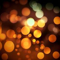 oscuro fondo, brillante amarillo Bokeh, brillante círculos - ai generado imagen foto