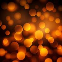 Dark background, bright yellow bokeh, glowing circles - image photo