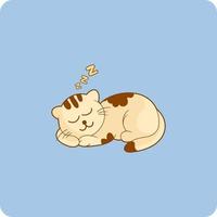 Vector illustration of funny cat sleeping on blue pastel color so cute, suitable for packaging design, children's book and other uses.