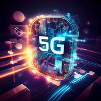 5G wireless network, 5G wireless network with high speed connection, 3D design - image photo