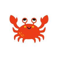 Vector illustration of cartoon red crab isolated on white background.