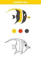 Color cute Moorish idol fish. Worksheet for kids. vector