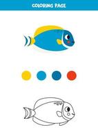 Color cute powder blue tang. Worksheet for kids. vector