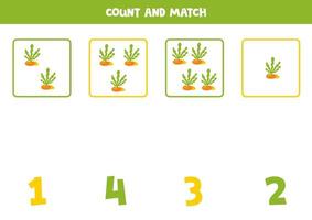 Counting game for kids. Count all sea weed and match with numbers. Worksheet for children. vector